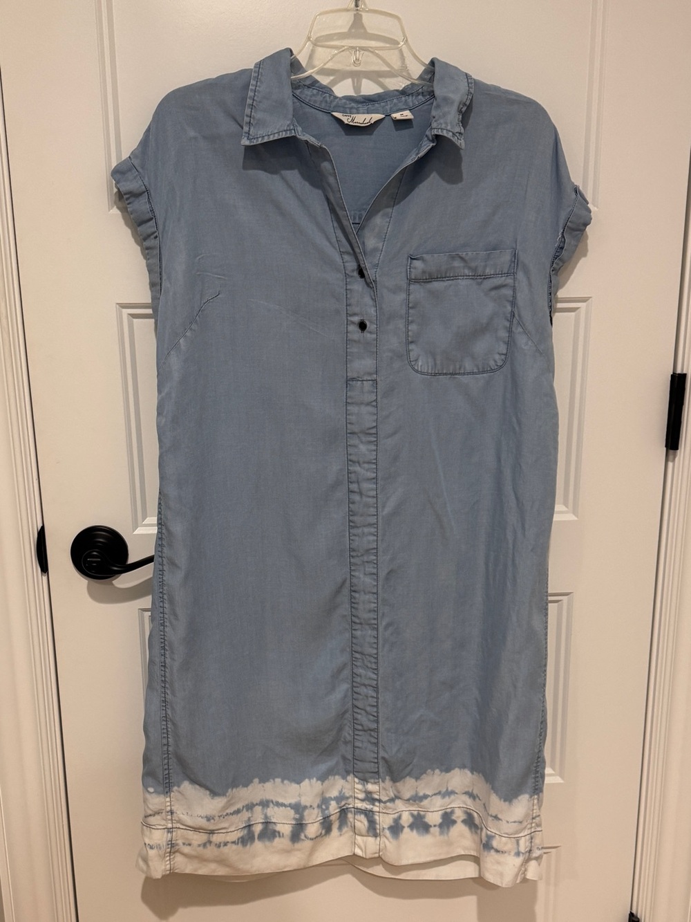 Casual Light Blue Tie-Dye Hem Shirt Mini Dress
